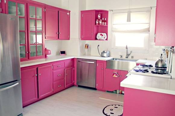 O pink também funciona bem nas cozinhas (Foto: Reprodução)